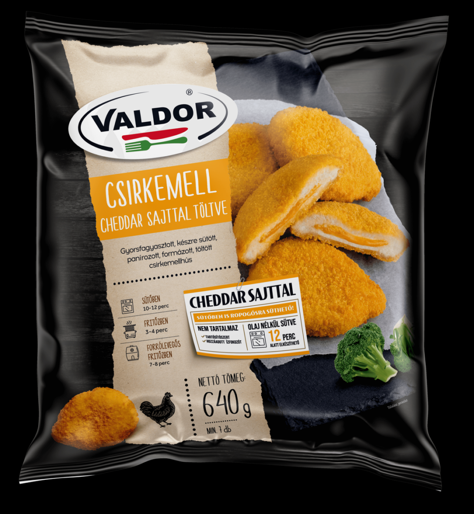 Valdor Cheddar sajttal töltött csirkemell 640g(12)